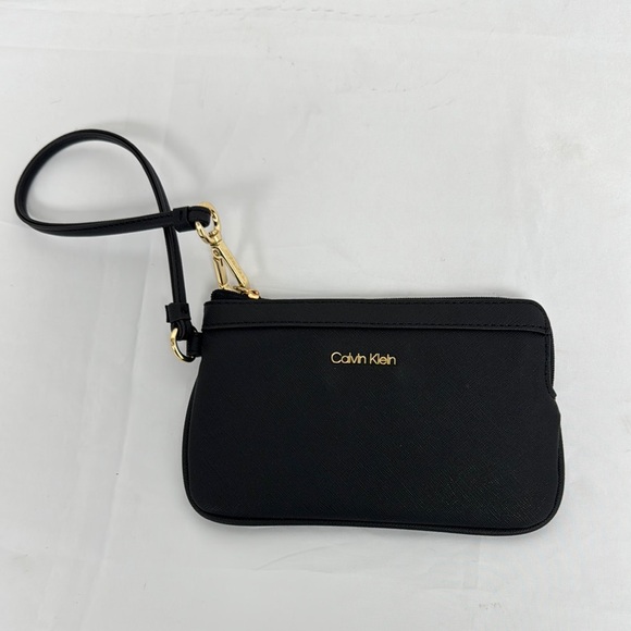 Calvin Klein Handbags - Calvin Klein Black Leather Wallet Bag Pouch Wristlet 7"x4" NWOT